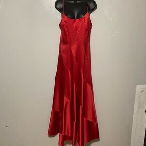 Stunning Vintage Y2K Bias Cut Red Panel Evening Dress by Faviana Made in USA